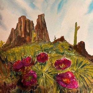 Cactus 🌵 mountain ⛰ watercolor painting